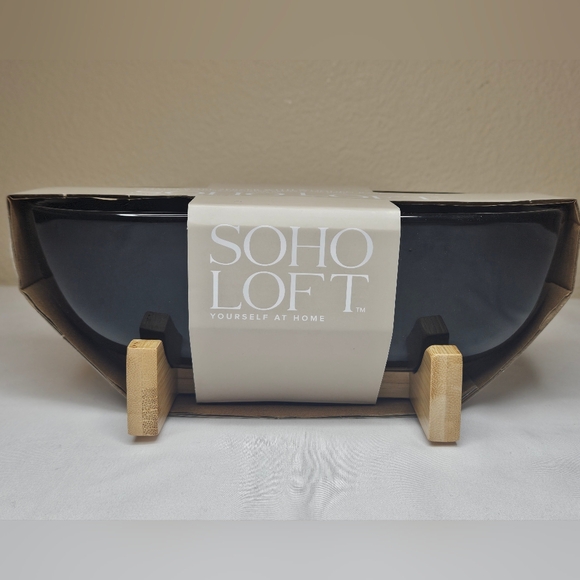 SOHO Loft Other - Soho Loft Black Bowl with Wooden Stand NEW